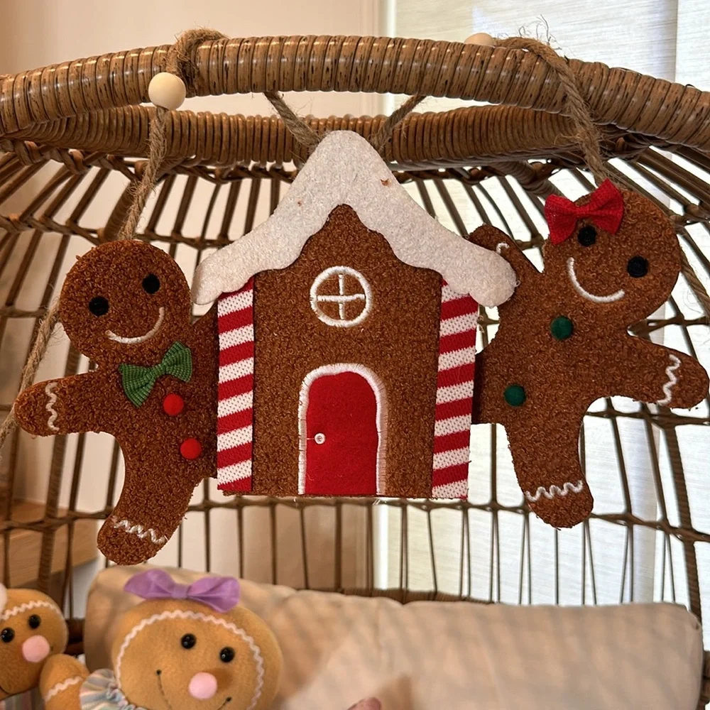 Christmas Holiday Gingerbread house boy girl peppermint garland 58” snowflake